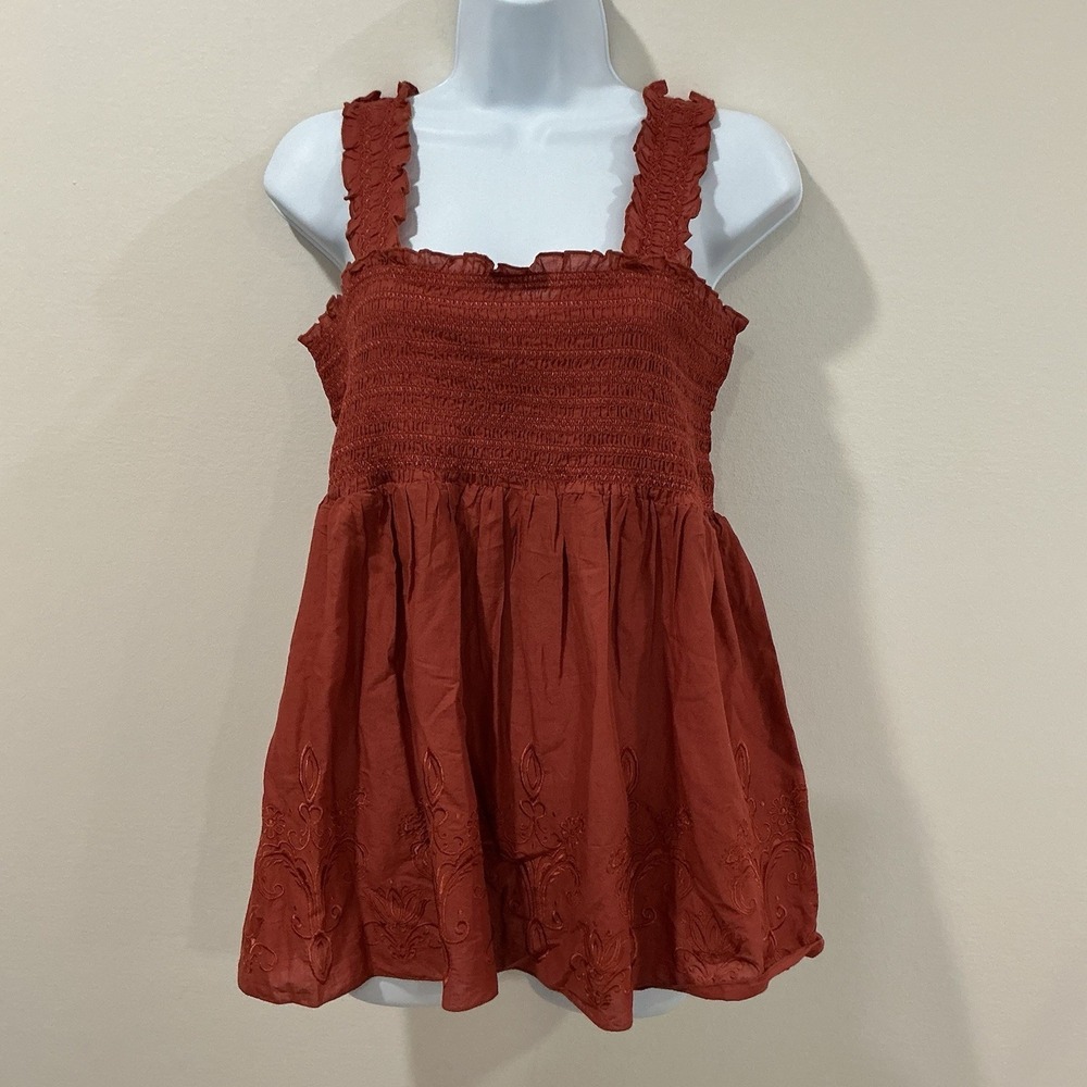 Apt 9 Womens Smocked Top Large Festival Peasant Cottagecore Boho Embroidered NWT